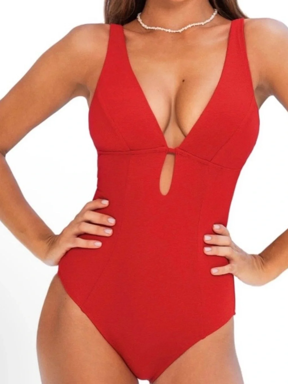 Cupshe NWT XL SEXY Red V-Neck CUT OUT AND STRAPPY BACK One-Piece Swimsuit